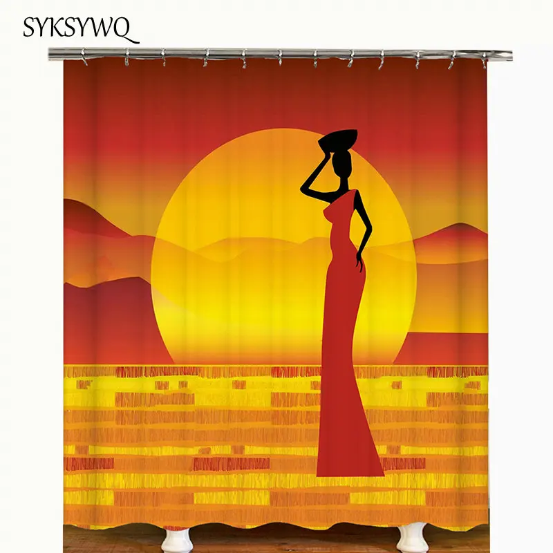 Закат африканская занавеска для душа Женская водонепроницаемая ванной из