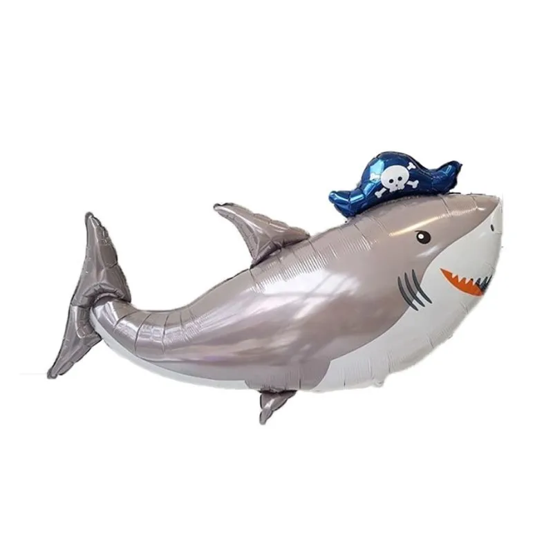 1pc Large Pirate Shark Shape Foil Balloons Happy Birthday Party Decorations Kids Ballons Inflatable Globos Babyshower Supplies | Дом и сад