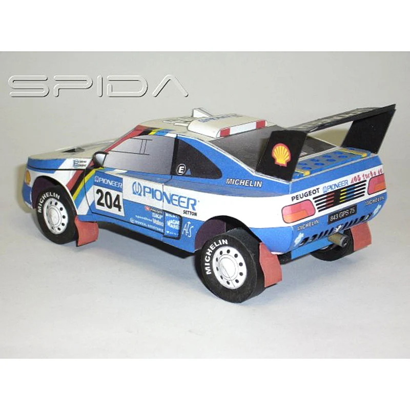 Peugeot 405 T16 1989 Blue 1:32 Dakar Rally Racing Car Origami Art 3D Paper Model Papercraft DIY Adult Handmade Craft Toys ZX-032 | Игрушки и