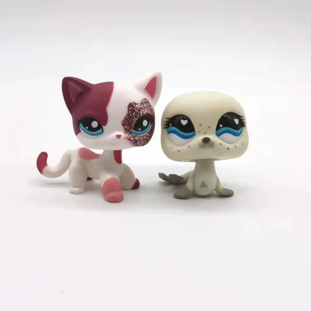 2 шт Редкие игрушки для домашних животных lps, стоящая короткая шерсть, фигурка кошки, котенок, щенок хаски, маленькая коллекция животных для подарка