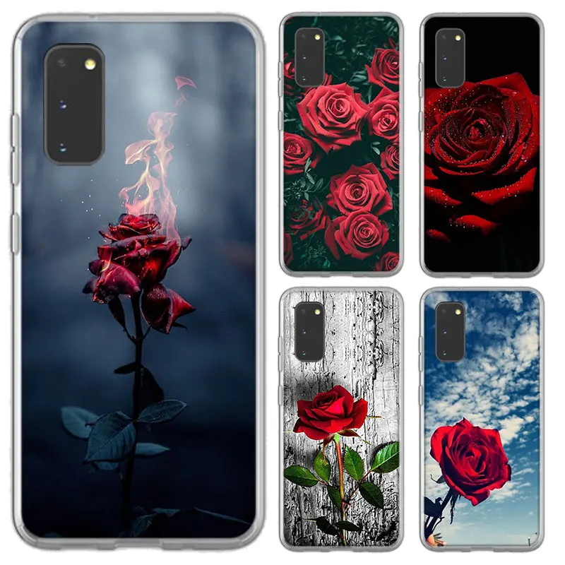 

Bright Red Roses Flowers Case For Samsung Galaxy S30 S21 S20 Ultra 5G S10E S10 S9 S8 Plus + Soft TPU Transparent Cover Coque