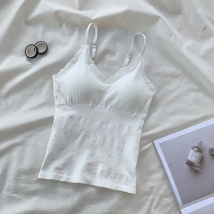 

WFF Women's small suspender vest bra, summer U-shaped student red lace underwear bustier top y2k crop tops tops women tank tops