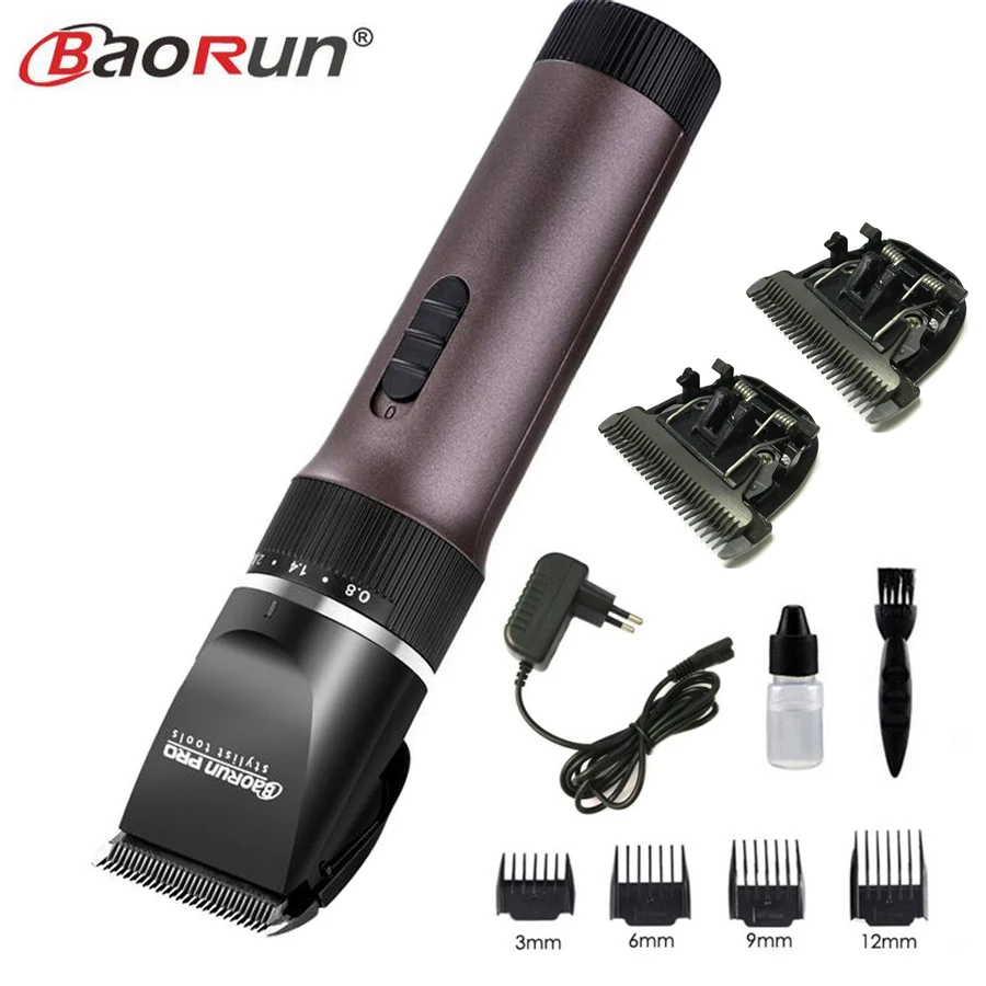 add 2pcs blade Professional Electric Hair Clipper Titanium Blade 2000mA Battery Men's Beard Trimmer Hair Cutting Machine For Salon - Цвет: add 2pcs blade