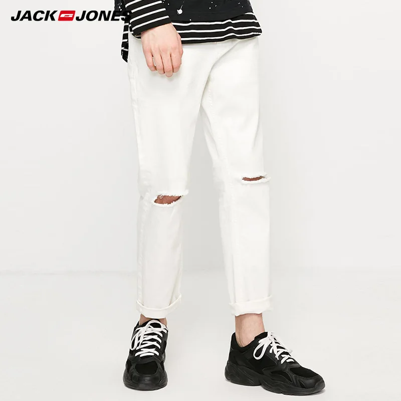 Jack Jones Мужские Стрейчевые хлопковые рваные укороченные джинсы | 219132511|Мужские