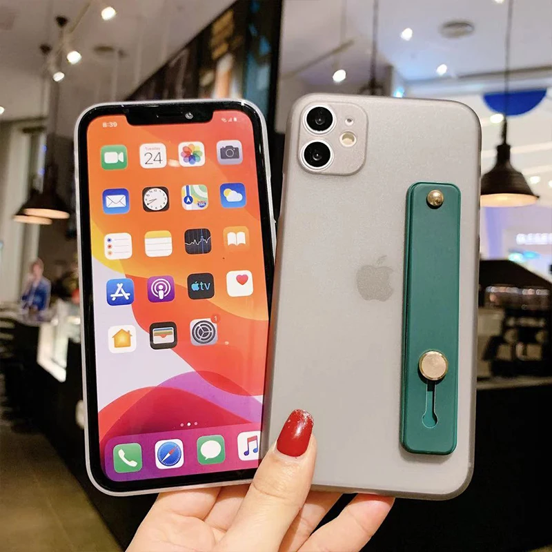 Чехол для iphone 11pro x xr xs max с ремешком на руку силиконовые чехлы 8 7 6 6s plus подставкой
