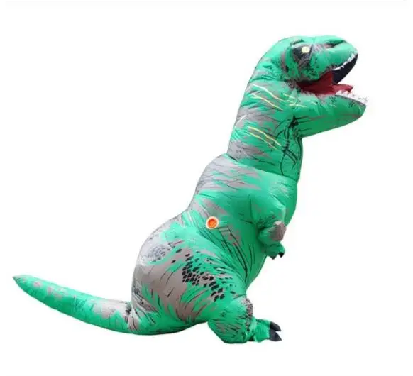 Зеленый T-REX для взрослых, надувной костюм, Рождественский косплей, динозавр, животный комбинезон, костюм на Хэллоуин для женщин и мужчин, мультяшный талисман - Цвет: Зеленый