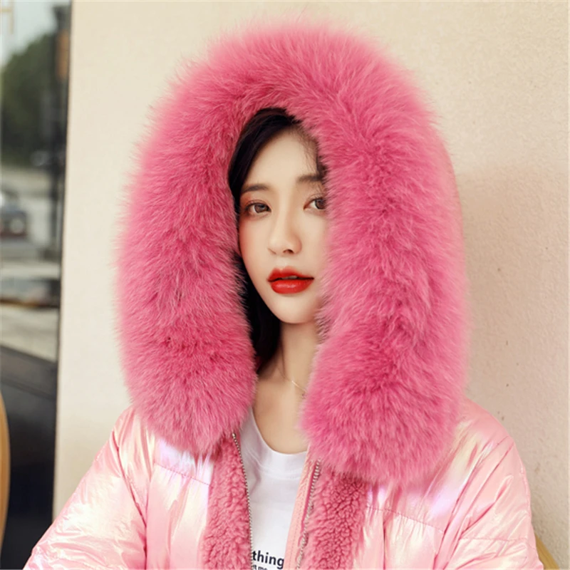 

2020 New real fox fur collar Down jacket Women Korean Loose belt Hooded Coat Fashion Warm Winter splice Outerwear W170