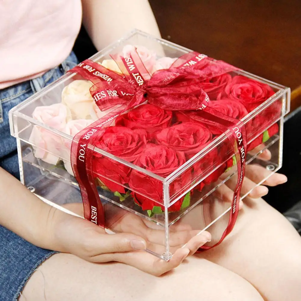 Transparent Large Capacity 2 Tiers Removable Rose Water Holder for Birthday Gift | Дом и сад