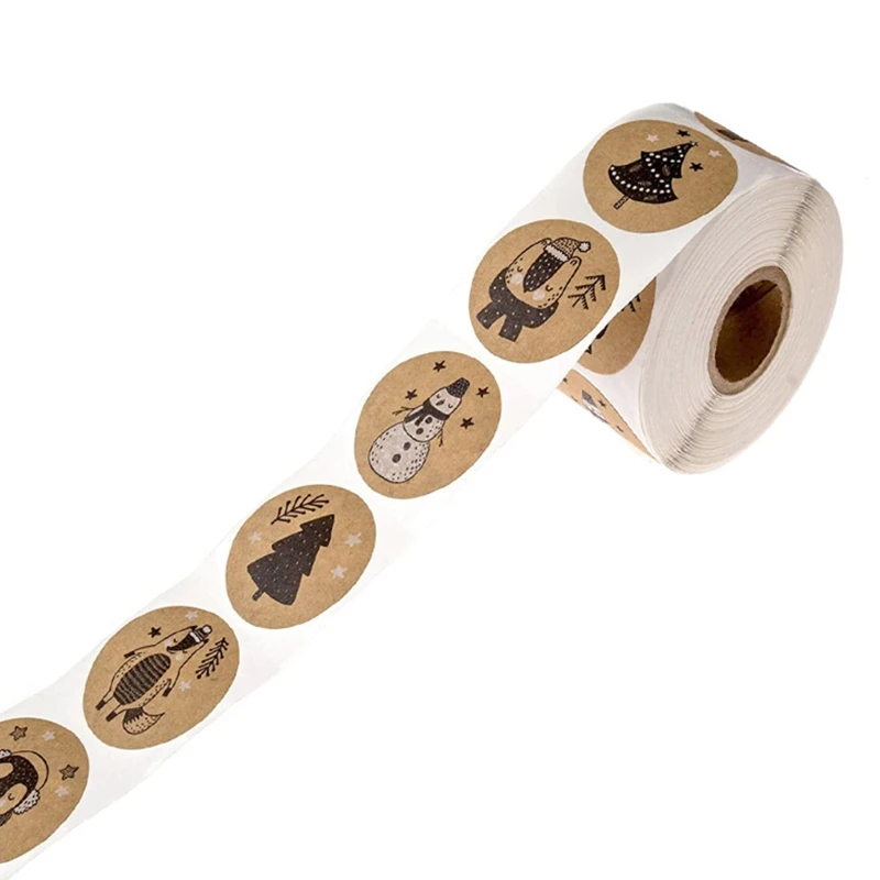 

500/2500pcs Christmas Stickers Tree Snowman Animals Seal Label for Scrapbook