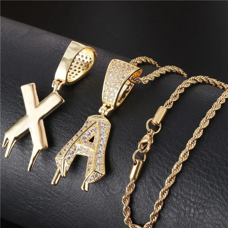 

A-Z Custom Name Necklace Letter Zircon Rhinestone Pendant Luxury Trendy Hip Hop Casual Exquisite Men&Women Gift Jewelry