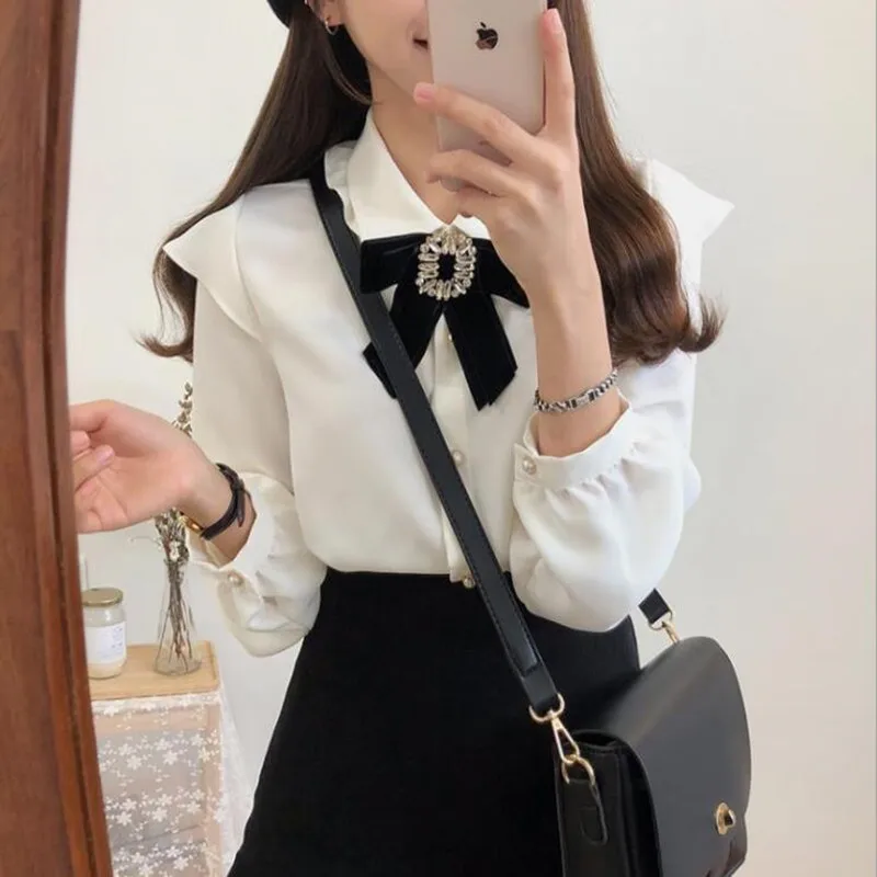 Новинка весны 2019 женская Свободная рубашка с лацканами Офисная отложным