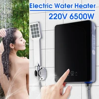 6500w 220v electric hot tankless water heater bathroom kitchen instant water heater temperature display heating shower universal