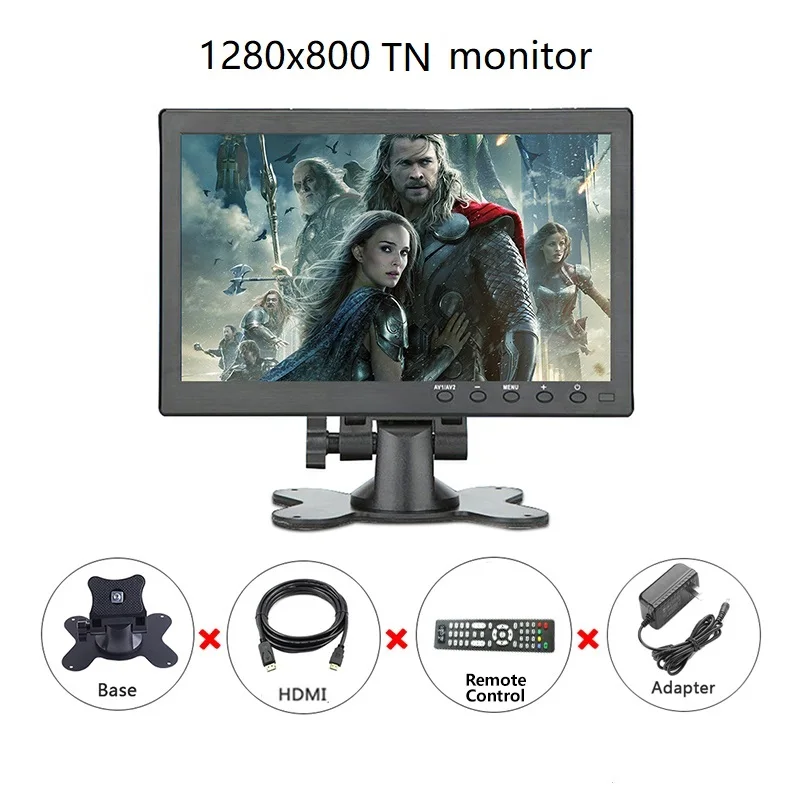 1280x800 TN Новинка 10,1 дюймов ips 1920*1200 HD монитор портативный дисплей VGA HDMI USB BNC интерфейс для ПК игровой PS3/PS4 с bulid-динамиком - Цвет: 1280x800 TN