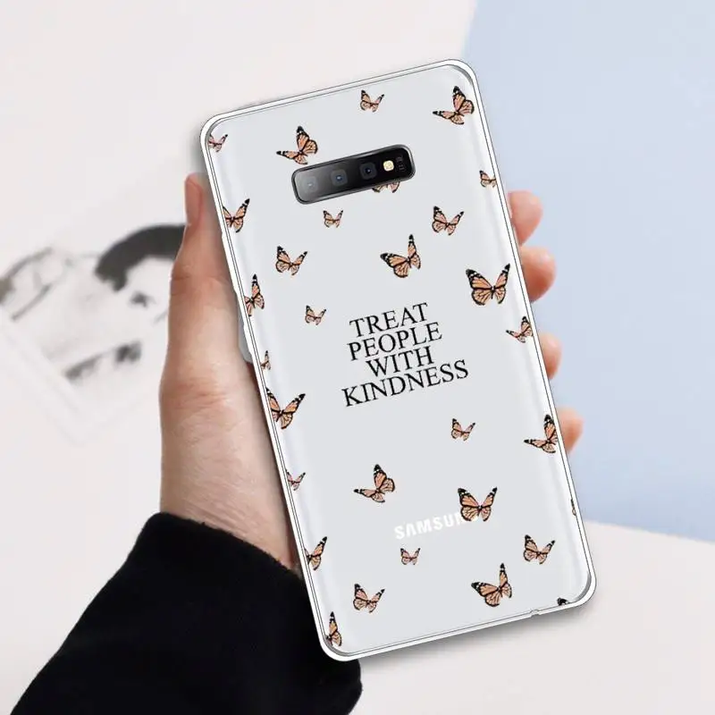 

Letter treat people with kindness Phone Case Transparent For Samsung Galaxy A 71 21s S note 8 9 10 plus 20 ultra