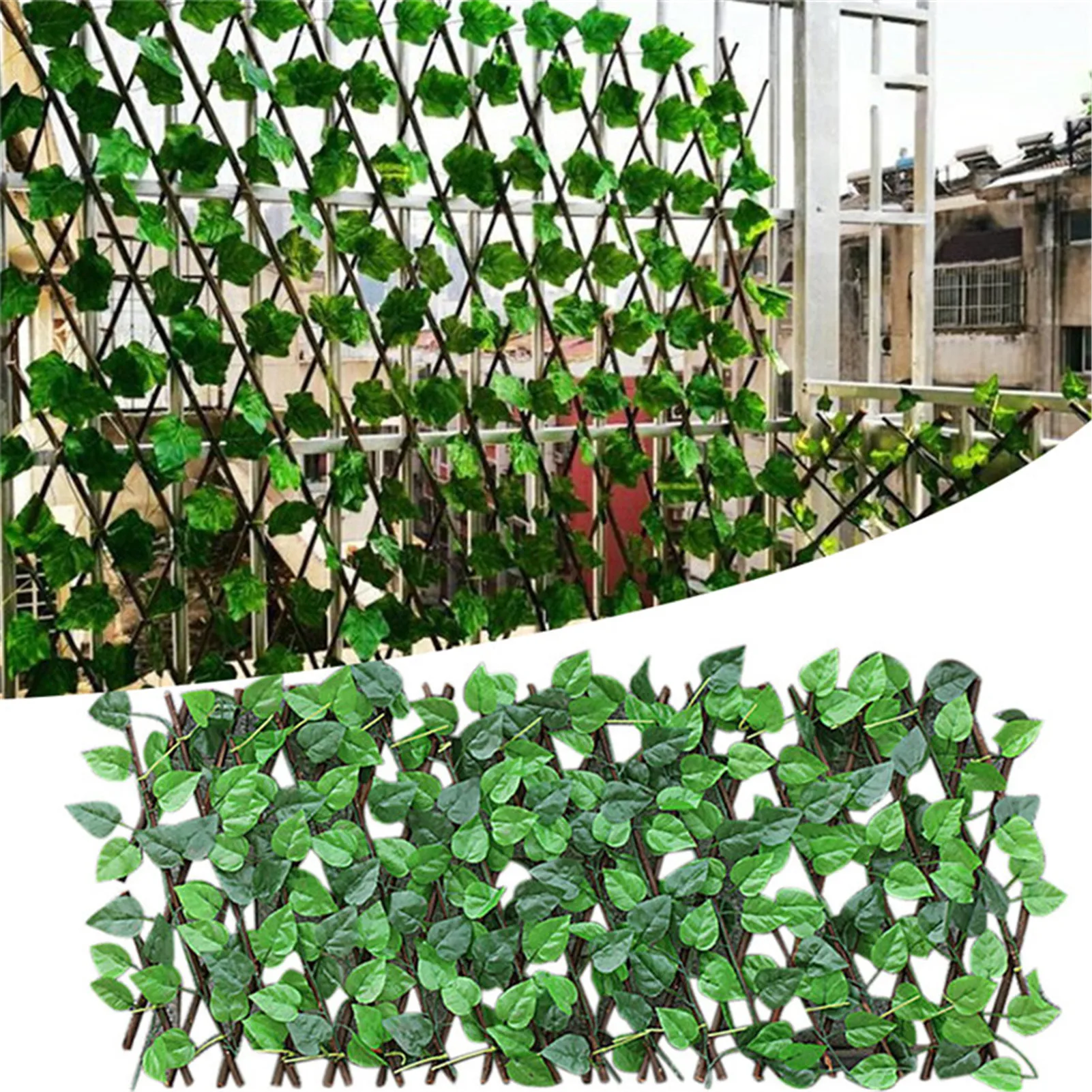 

Adjustable Retractable Fence Artificial Leaf Garden Buildings Trellis Decor Privacy Expanding Wooden Landscaping Fence Balcony