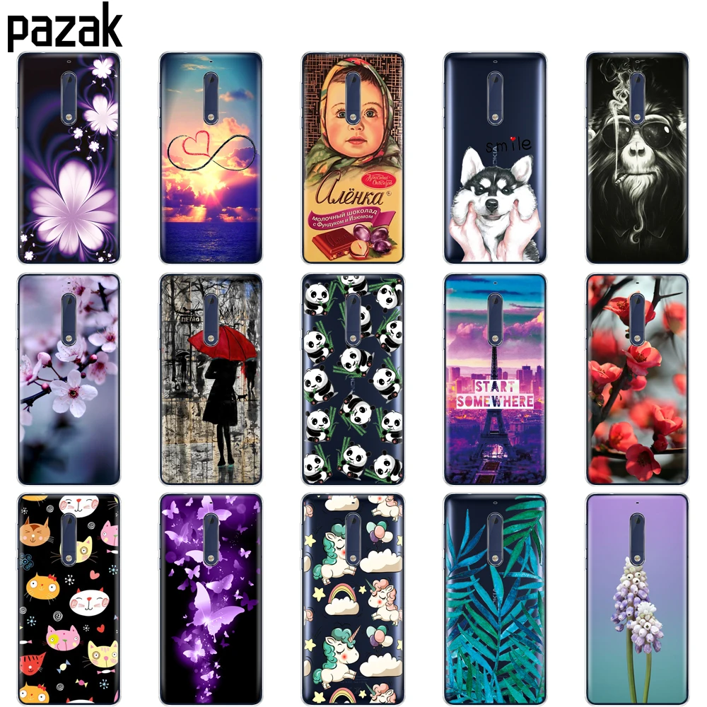 Силиконовый чехол для Nokia 1, 2, 2,1, 3, 3,1, 5, 5,1 plus,, мягкий ТПУ чехол для задней панели телефона, противоударный чехол с принтом, бампер, корпус