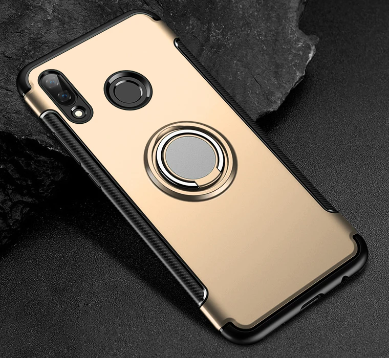 Чехол для huawei P20 P10 P30 P Smart Plus Honor 9 10 10i Lite 20 Pro NOVA 3 3i 5 mate 10 20 Lite автомобильный держатель Тонкий чехол с кольцом s - Цвет: Золотой