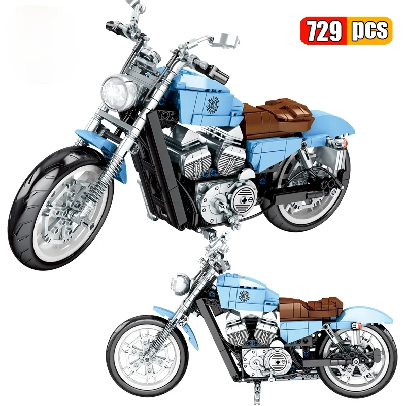 

729Pcs City Technical Racing Motorbike Building Blocks Off-road Speed Motorcycle Vehicles Bricks Educational Toys For Boys