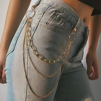 punk hip hop trendy singlethree layer belt key chain waist pants chain men woman jeans long metal clothing accessories jewelry