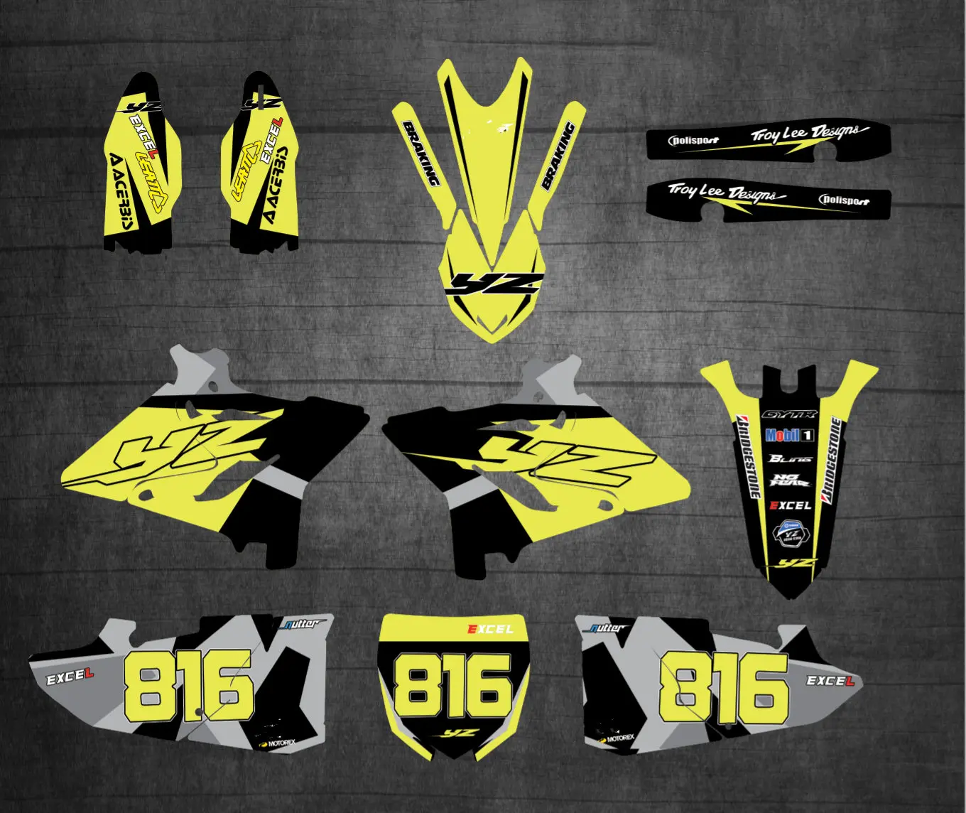 Персональные наклейки Motocross YZ 125 250 наборы графических наклеек для YAMAHA YZ125 YZ250 2015 2016