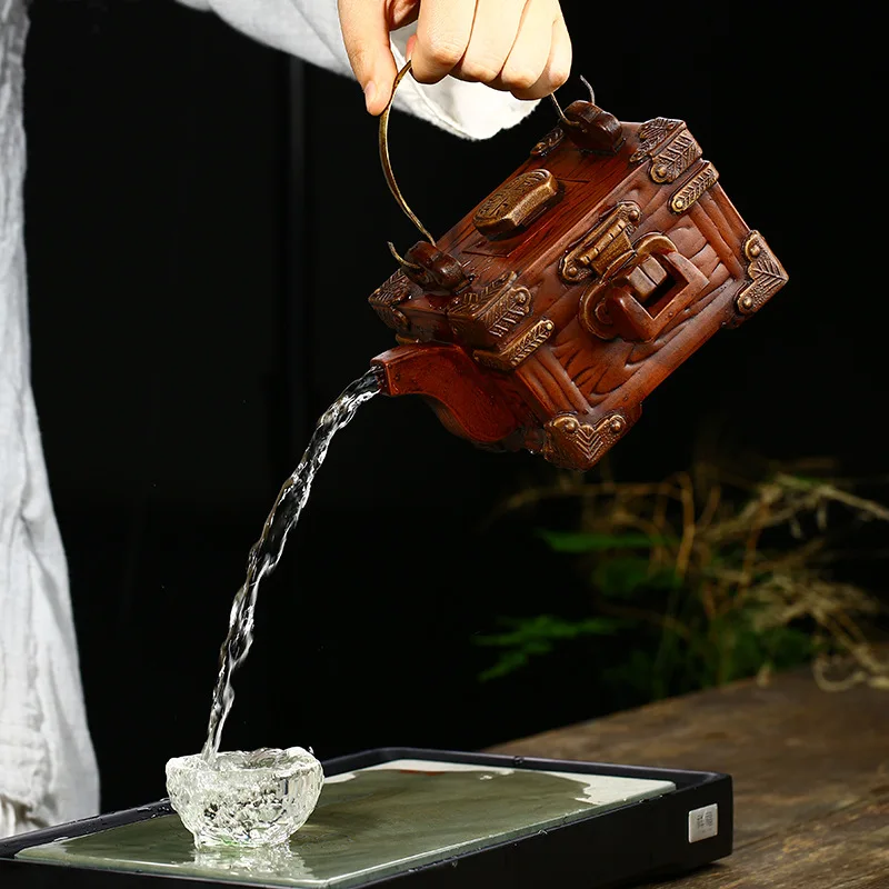 

Yixing,Zisha,Fangcai Purple Sand Imitated,Old Pot, Ore And Old Red Clay,Teapot,Full handmade,710ml,Drinkware,