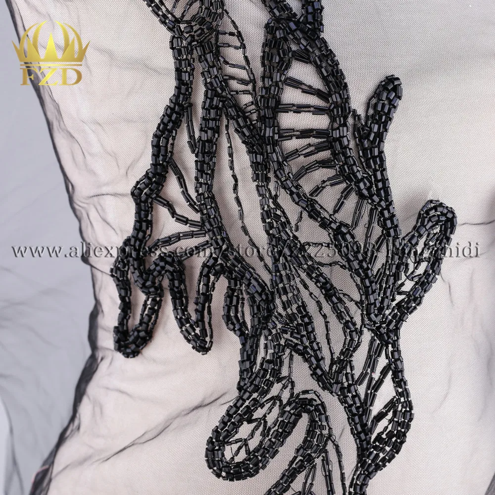 Нашивки ручного шитья с красными и черными бусинами трубчатые бусины каменные