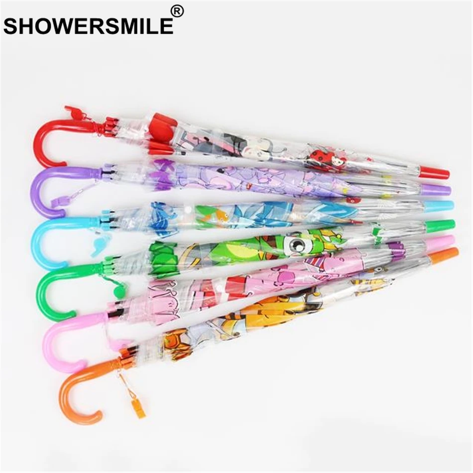 SHOWERSMILE Зонт с принтом животных для детей мультяшный прозрачный зонтик девочек