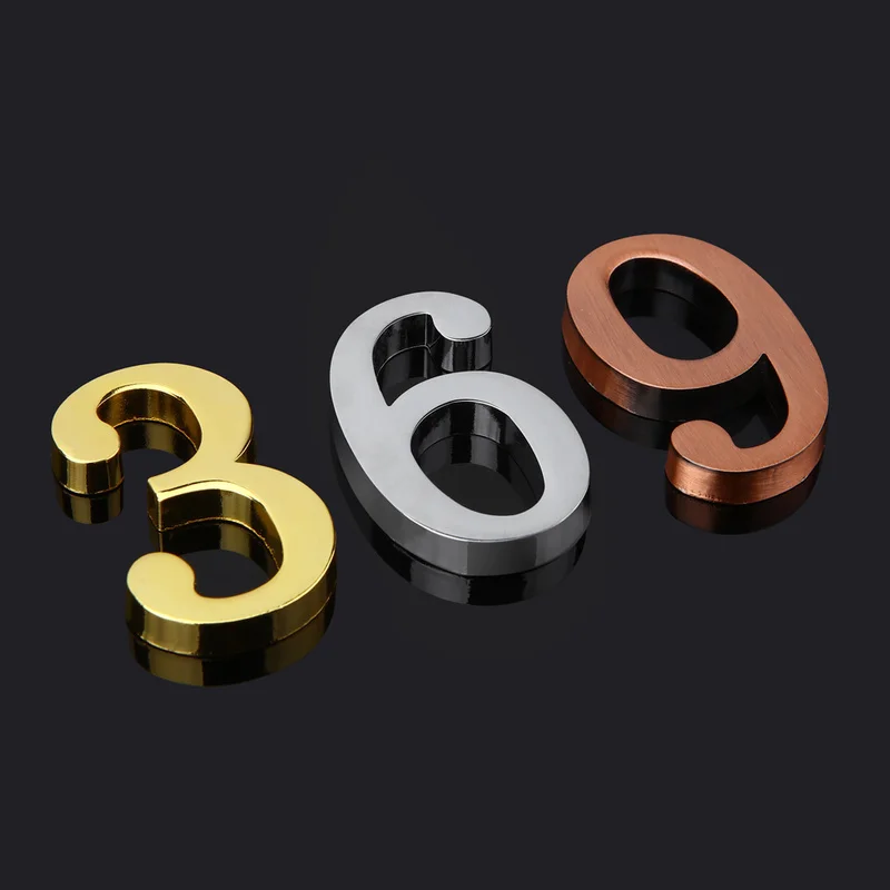 

DIY 3D Digits metal number Sticker house numbers and letters signs door plate customized 0-9 for Apartment Villa Hotel