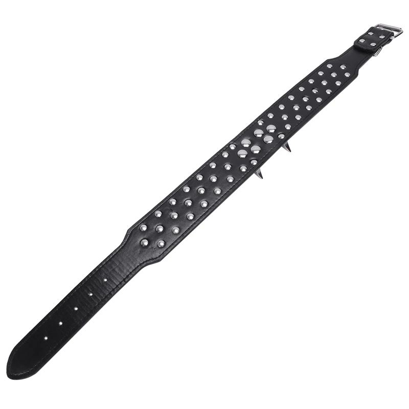 Leather Spiked Studded Dog Collar 2&quot Wide 25 Spikes 44 Studs Pit Bull Boxer-Black M | Дом и сад