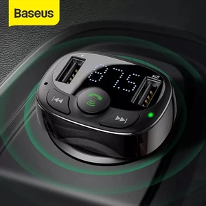 baseus dual usb car charger with fm transmitter bluetooth handsfree fm modulator phone charger in car for iphone xiaomi huawei free global shipping