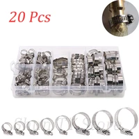20 pcs 304 stainless steel adjustable range worm gear hose clamps assortment kit fuel line clamp for water pipe plumbing