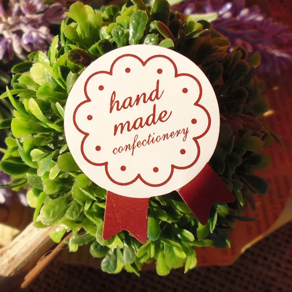 

180PCS Cute Pink Medal Hand Made Seal Stickers for Handmade Products DIY Bakery Packsge Label Adhesive Sticker