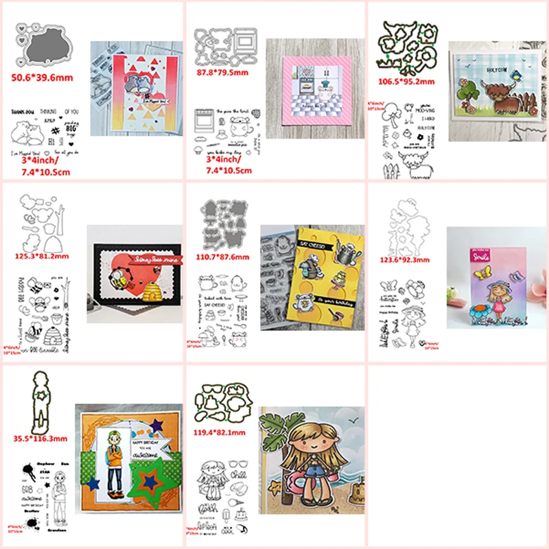 Прозрачные штампы для вырезания животных крыс козы пчелы комбинированные