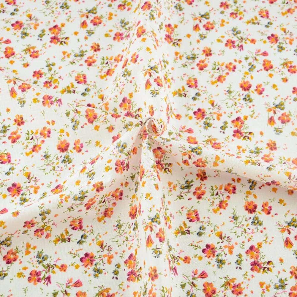 Новое поступление хлопковая простая ткань оранжевый и красный цветок