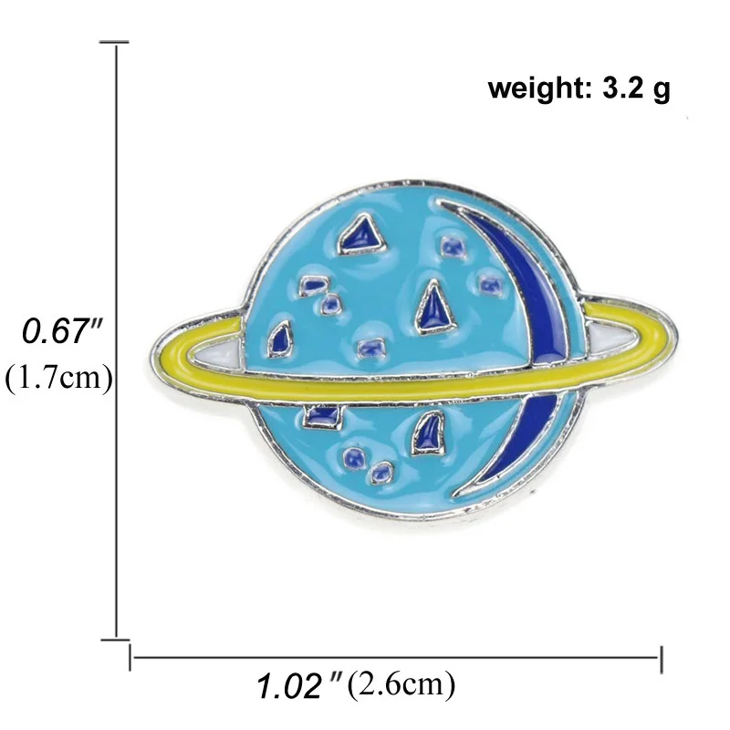 Детская металлическая брошь в форме космоса планеты космонавта НЛО ракеты земли