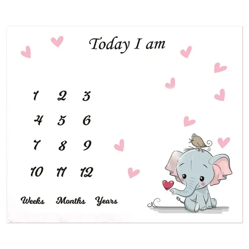 

H05C Baby Monthly Record Growth Milestone Blanket Newborn Cute Animal Pattern Photography Props Photo Creative Background