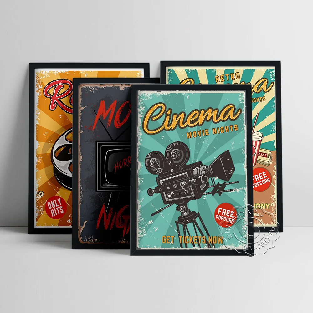 Коллекция фильмов в ретро-стиле попкорн-проектор художественные принты