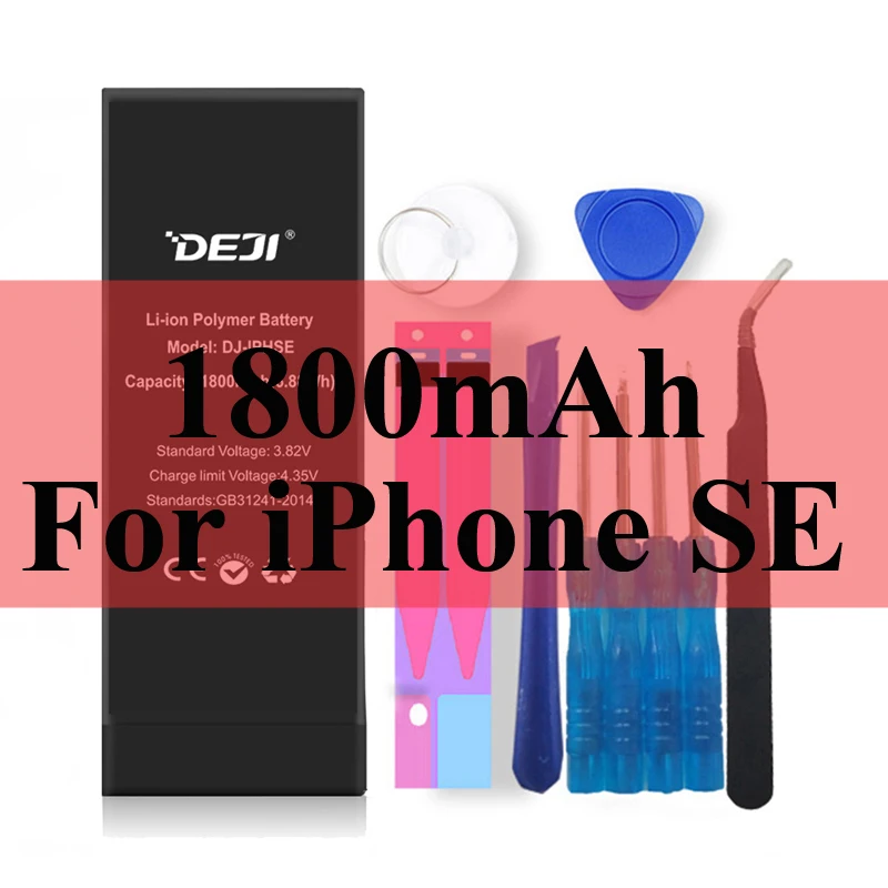 1800mAh For iPhoneSE Deji Аккумулятор для Apple iPhone 5S SE 6 6s 7 4s 5 8 X SE 6Plus 6sPlus 8Plus Plus iPhone7 1430mAh-3410mAh сменный литий-полимерный батарея+бесплатный инструмент для Apple iPhone 5s SE 6 6s 7 Мобильный телефон батарея - Цвет: 1800mAh For iPhoneSE