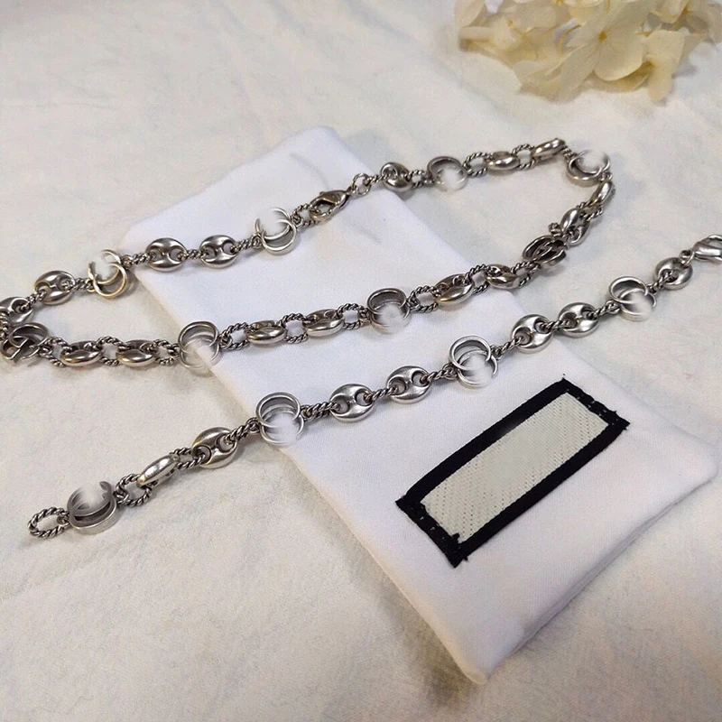 

Ag925 Sterling Silver Necklace Original 1:1 High Quality Men And Women Fashion Luxury Brand Retro All-match Gift Fashion Style