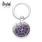 Брелок с пентаграммой в стиле китайского произведения искусства, фото, стекло, кабошон, подвеска, брелок, кольцо-держатель, автомобильные брелки для друзей, ювелирные изделия, подарок