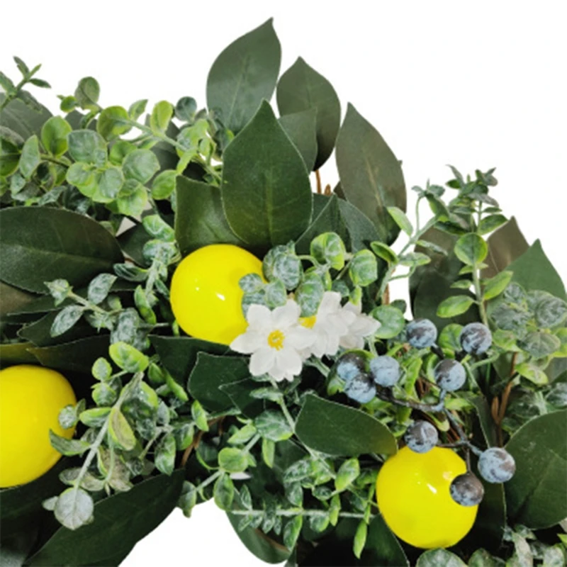 

20" Artificial Lemon Wreath Wall Front Door Thanksgiving Fall Decor Home Garden