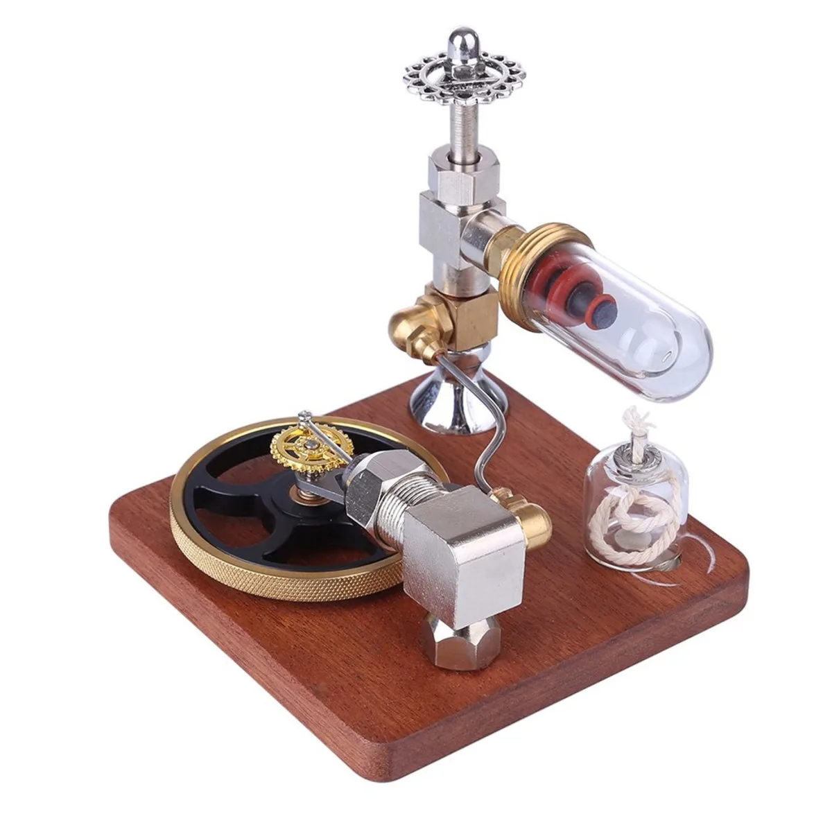 

DIY Steam Power Stirling Engine Model Rotating Mechanical Music Box Science Experiment Free Piston Adjustable Speed Physics Toy