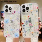 Милый блестящий чехол с цветами для iPhone 13, 12, 11 Pro Max, Mini, XR, XS, X, 10, 8, 7 Plus, SE, 2020 прозрачный эпоксидный силиконовый мягкий чехол Coque