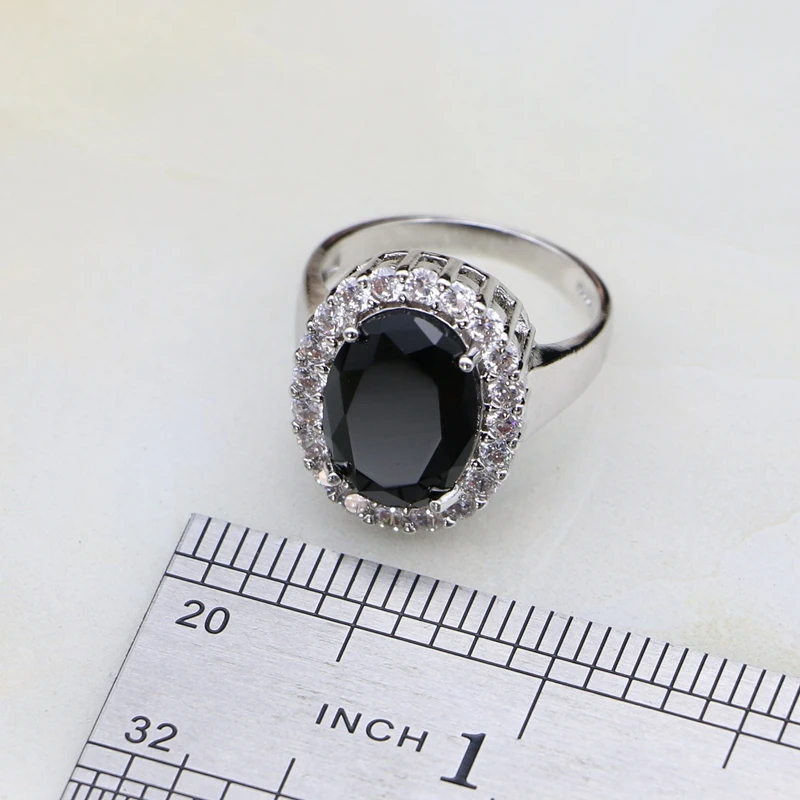 925 серебро ювелирные изделия черный кубический цирконий Белый CZ Свадебные