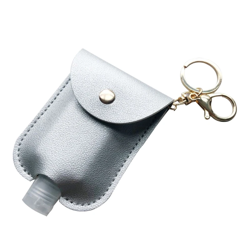 

Empty Bottle PU Leather Hand Sanitizer Keychain Holder Refillable Travel Carriers with Flip Cap Reusable Bottles 30ml