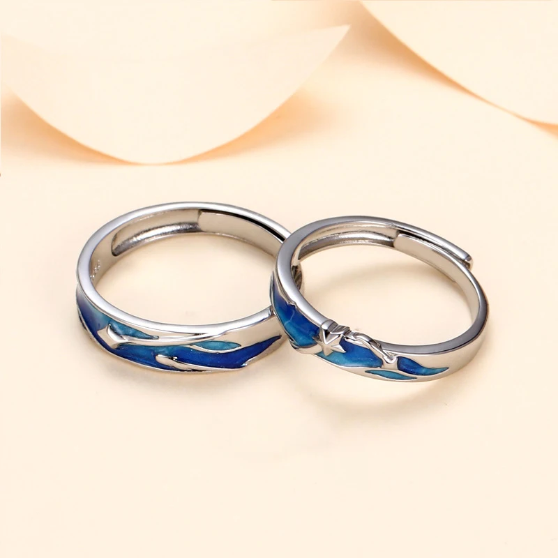 

Texture Personality Simple Sweet Cool Fashionable Stars Sea Couple rings No Fade Male And Female Open Ring