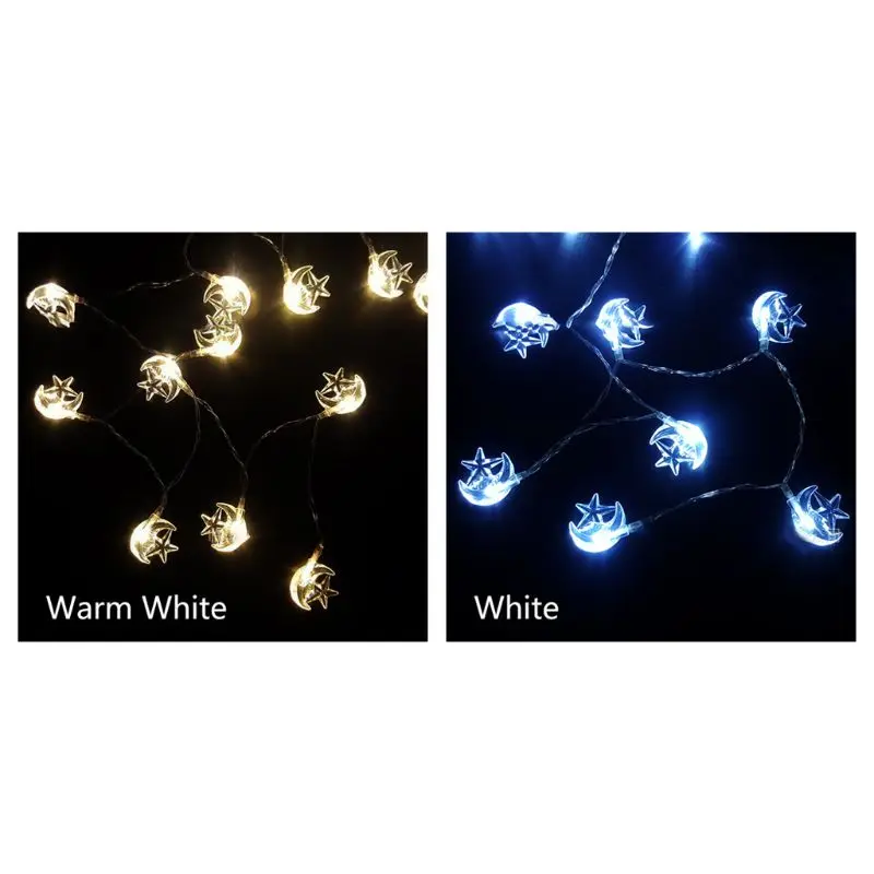 

Elegant Moon Star String Lights for Eid Decorations 20 LEDs Ramadan Festival