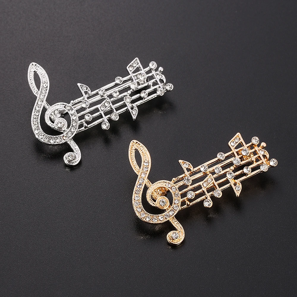 

Hot Selling Music Note Brooch Fashion Simple And Exquisite Rhinestone Pin Concert Female Musician Jewelry Accessories Gift