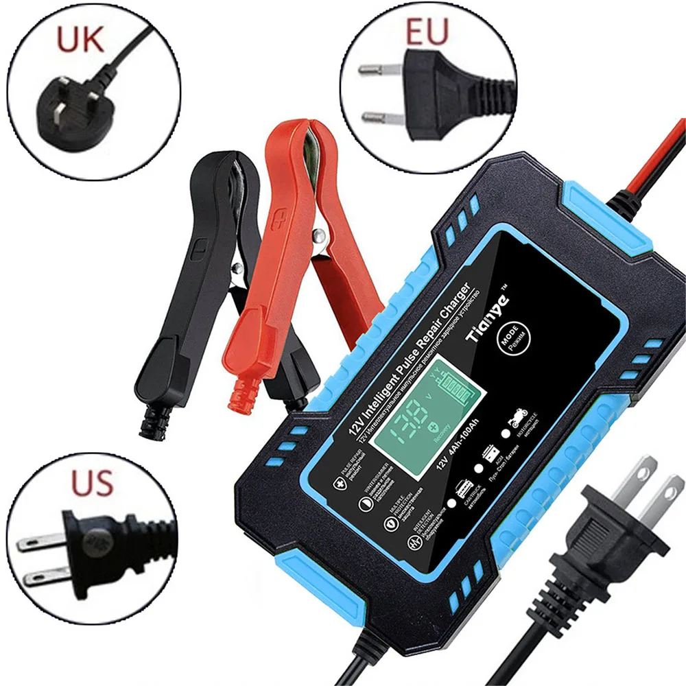 12V 6A Full Automatic Car And Motorcycle Digital Display Charger Intelligent Pulse Repair Lead-acid Wet Dry Lead Acid Battery