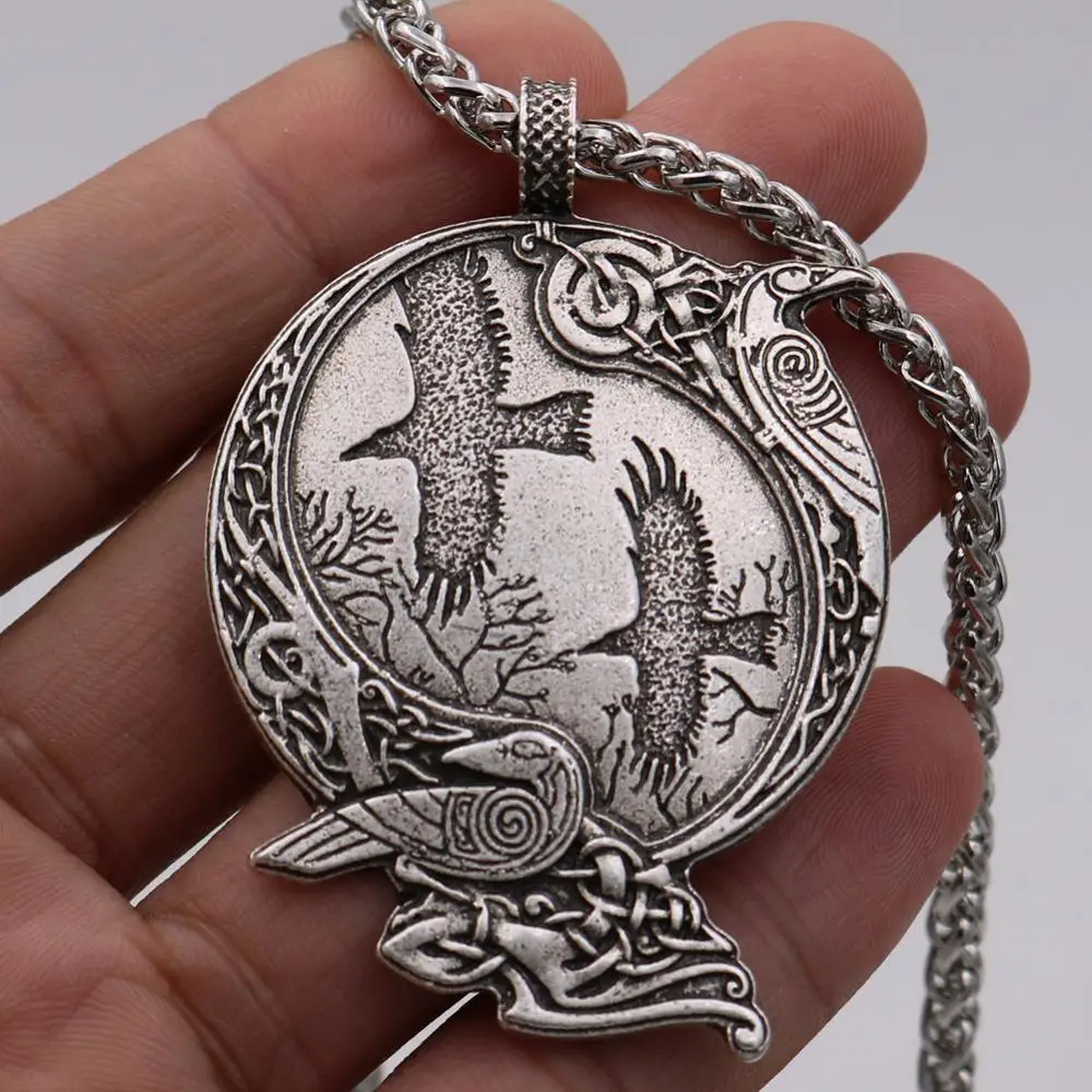 Wicca птица кулон Odin Raven амулет ворона ювелирные изделия-талисманы колье с кулоном в